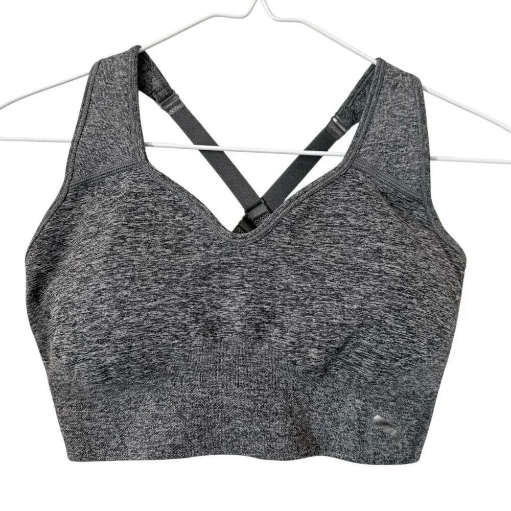 NWOT Puma Performance Seamless Convertible Sports Bra Heather Gray Size Large